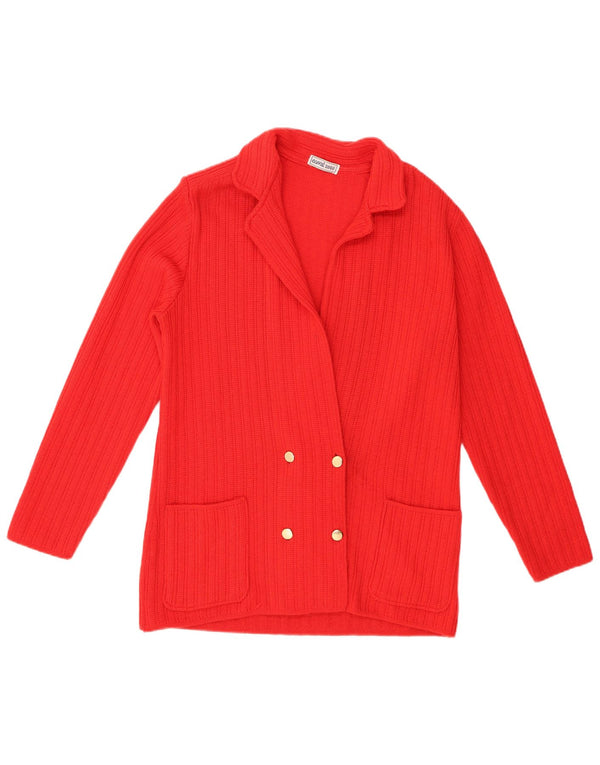 vintage Femme Cardigan Pull US 6 Laine Vierge Rouge Moyenne