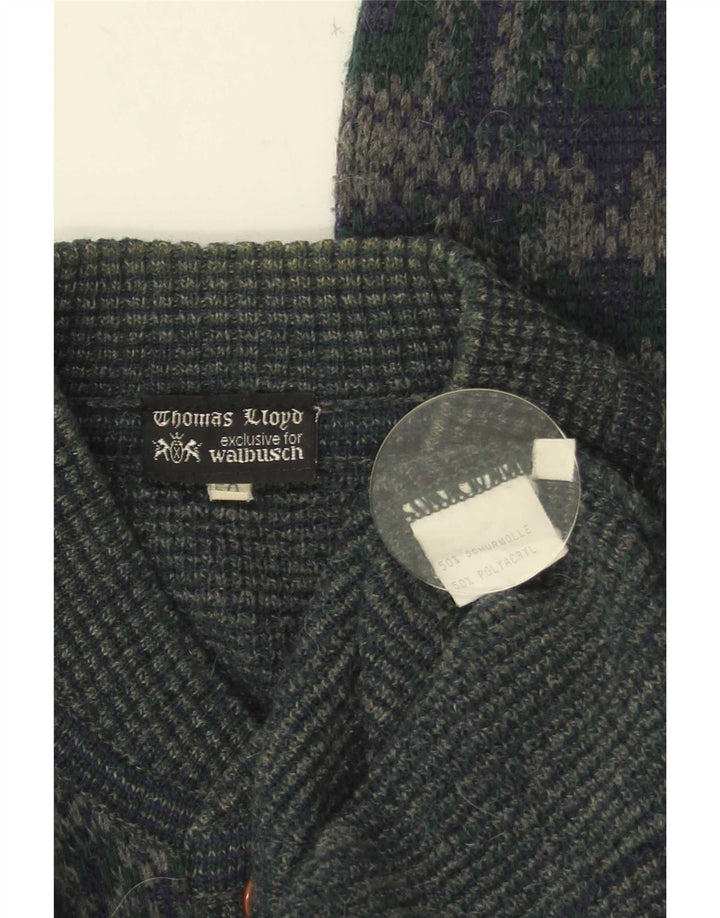 Walbusch Cardigan Homme Pull IT 50 Laine Géométrique Vert Moyen