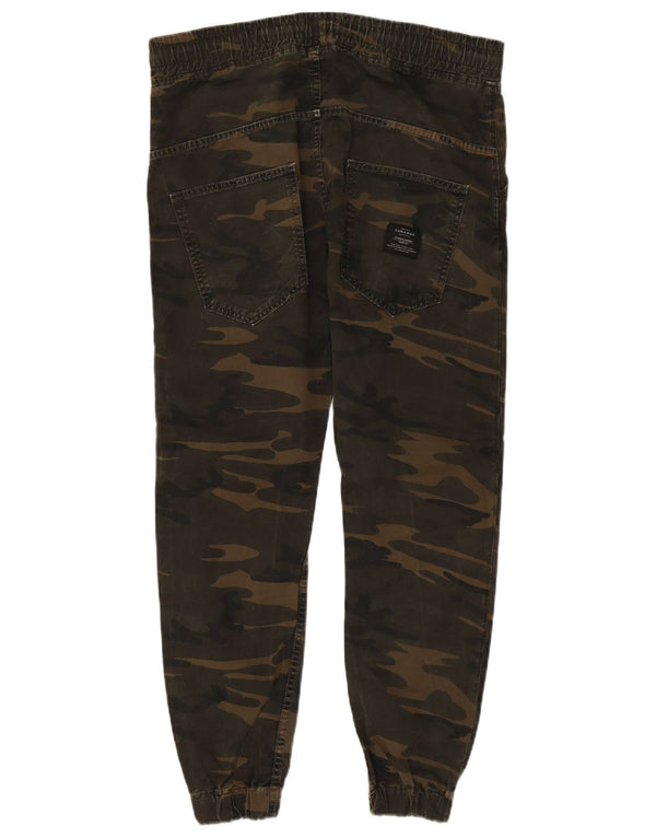 Zara Pantalon Chino Joggers Homme Large W32 L27 Kaki Camouflage Coton