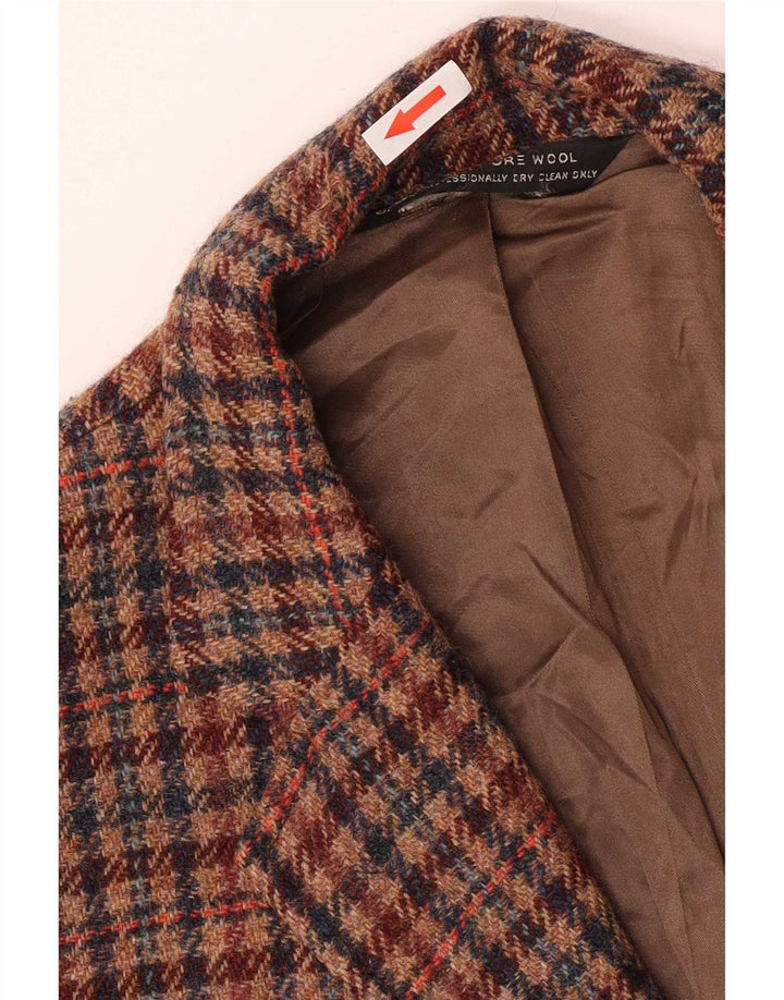 Orvis Veste blazer à 3 boutons pour homme UK 38 pied-de-poule marron moyen