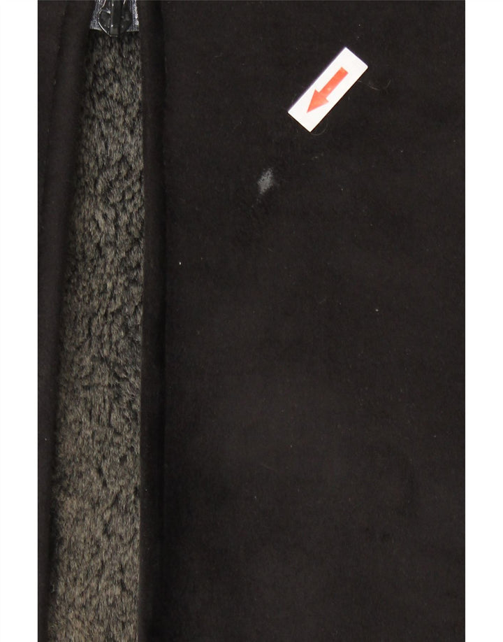 vintage Femmes Sherpa Pardessus IT 40 Petit Noir