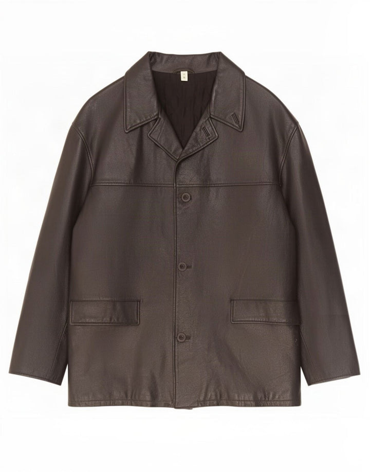 Manteau en cuir homme vintage IT 54 2XL Noir