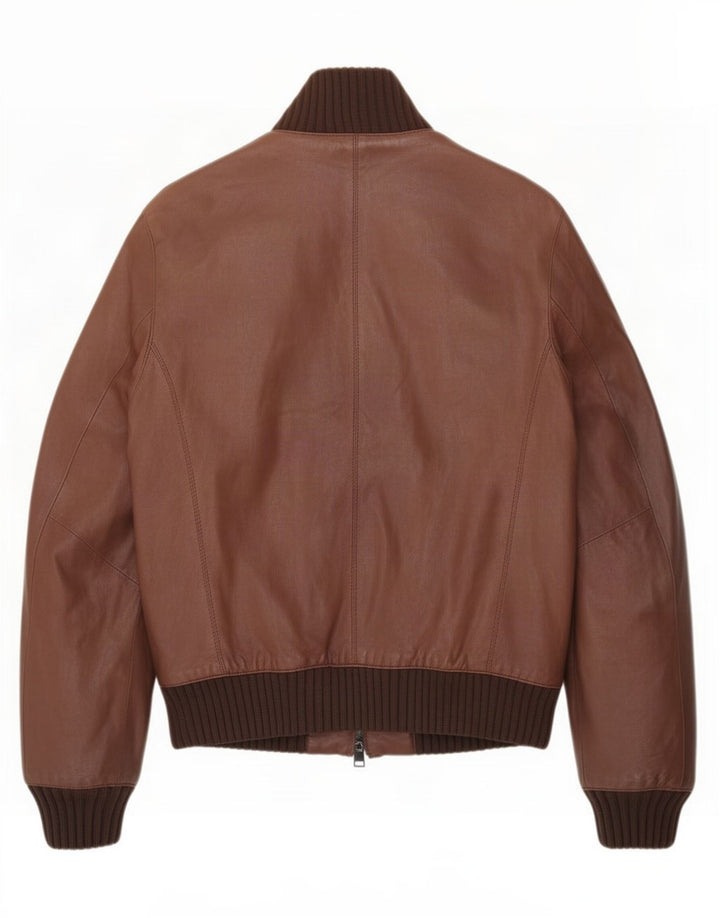 Zen Blouson Bomber En Cuir Homme IT 48 Marron Moyen