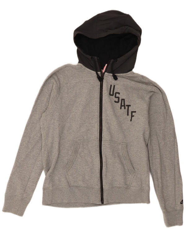 Nike Sweat à capuche zippé graphique en coton color block gris moyen pour homme