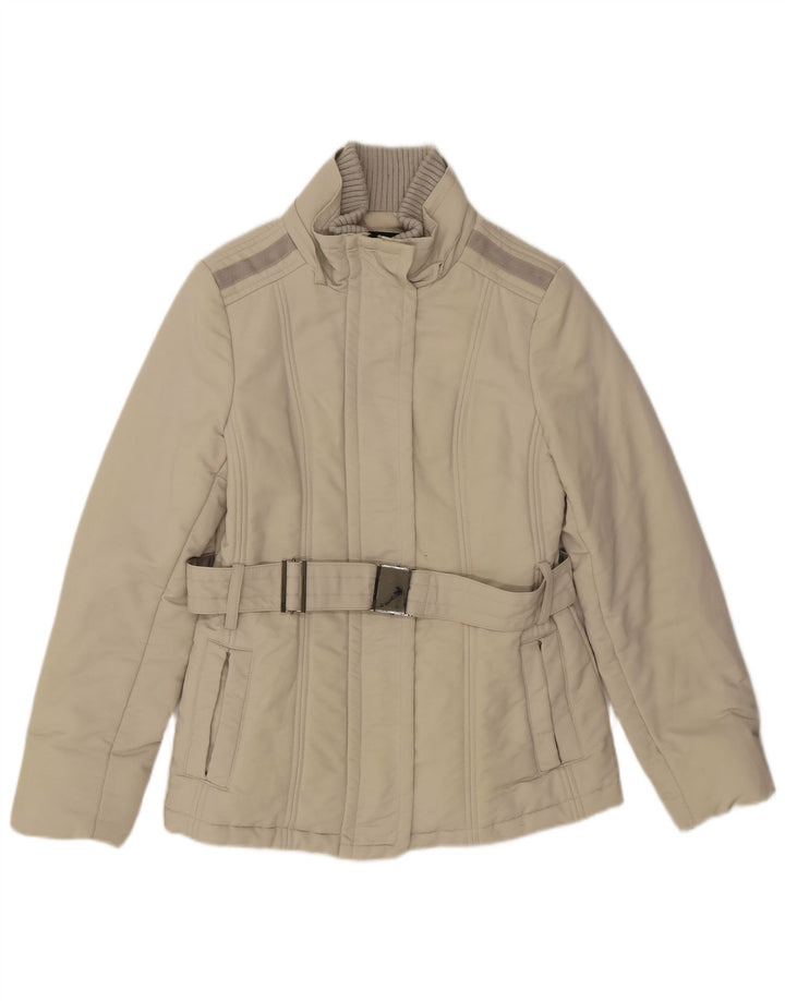 Zara Veste rembourrée pour femme UK 12 Coton beige moyen