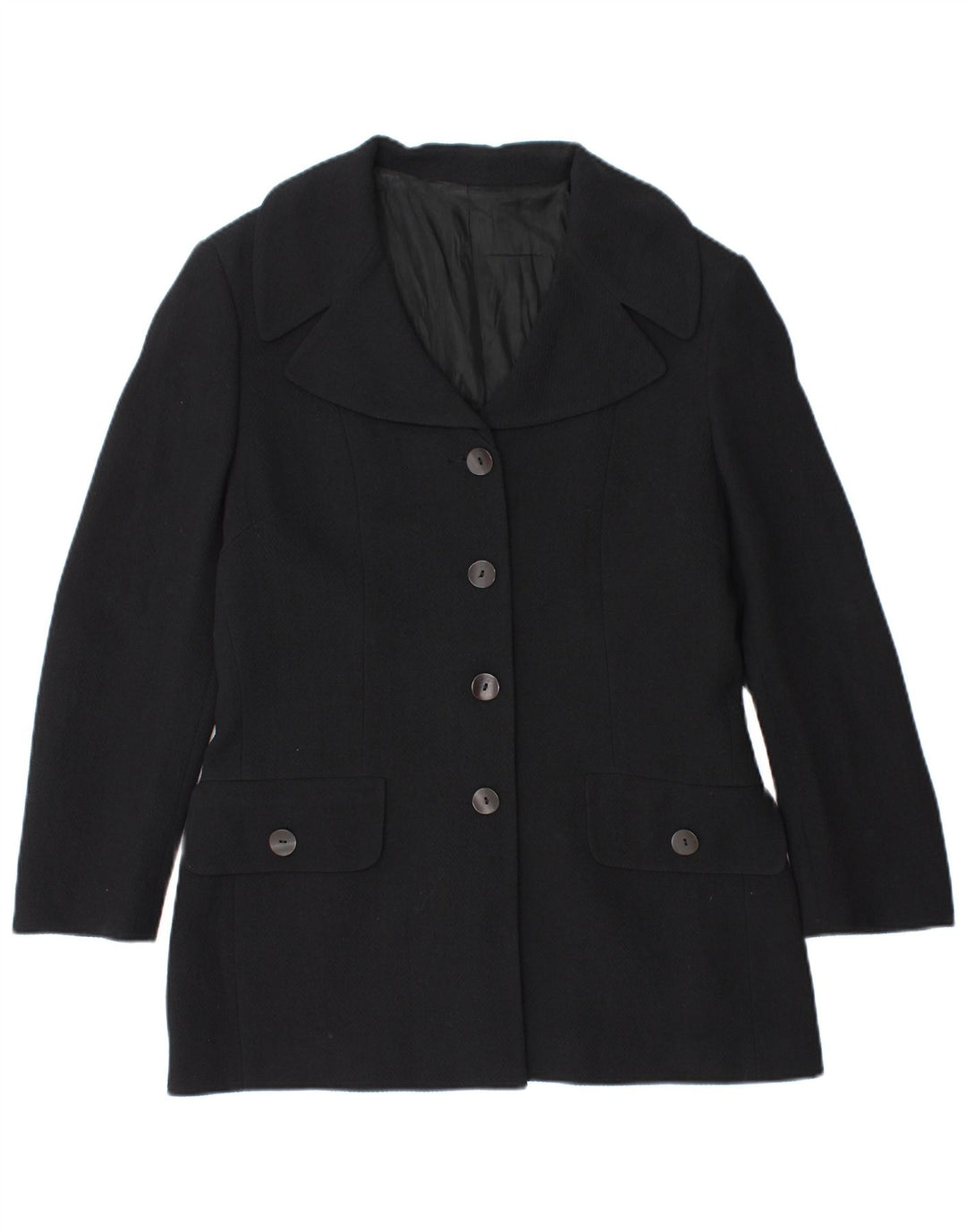 vintage Femme 4 Bouton Blazer Veste IT 48 XL Laine Bleu Marine