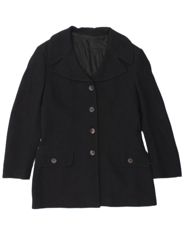 vintage Femme 4 Bouton Blazer Veste IT 48 XL Laine Bleu Marine