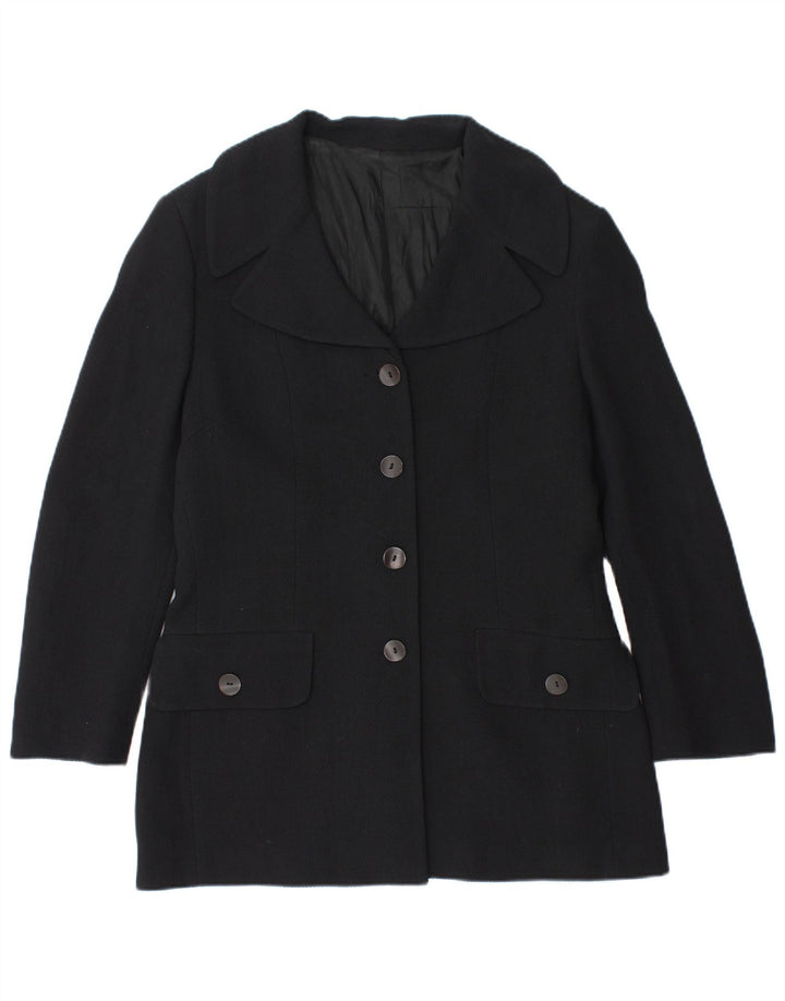 vintage Femme 4 Bouton Blazer Veste IT 48 XL Laine Bleu Marine