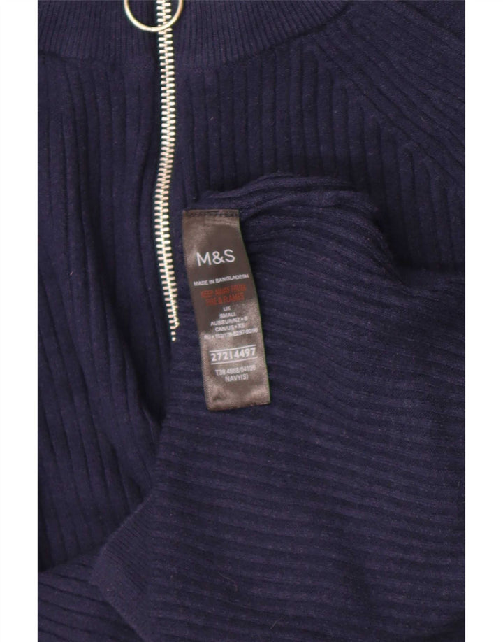 Marks & Spencer Pull à col zippé pour femme UK 10 Small Bleu marine