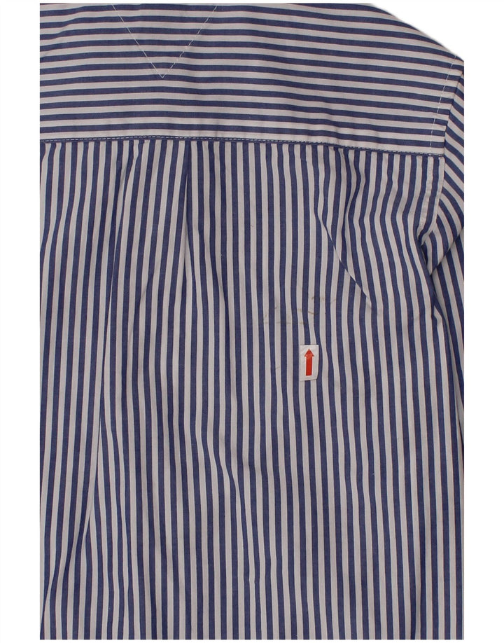 TOMMY HILFIGER Boys Shirt 6-7 Years Small Blue Striped Cotton