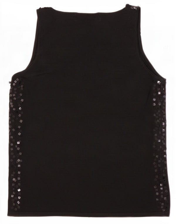 Zara Chemisier sans manches pour femme UK 42 Viscose mouchetée noir moyen
