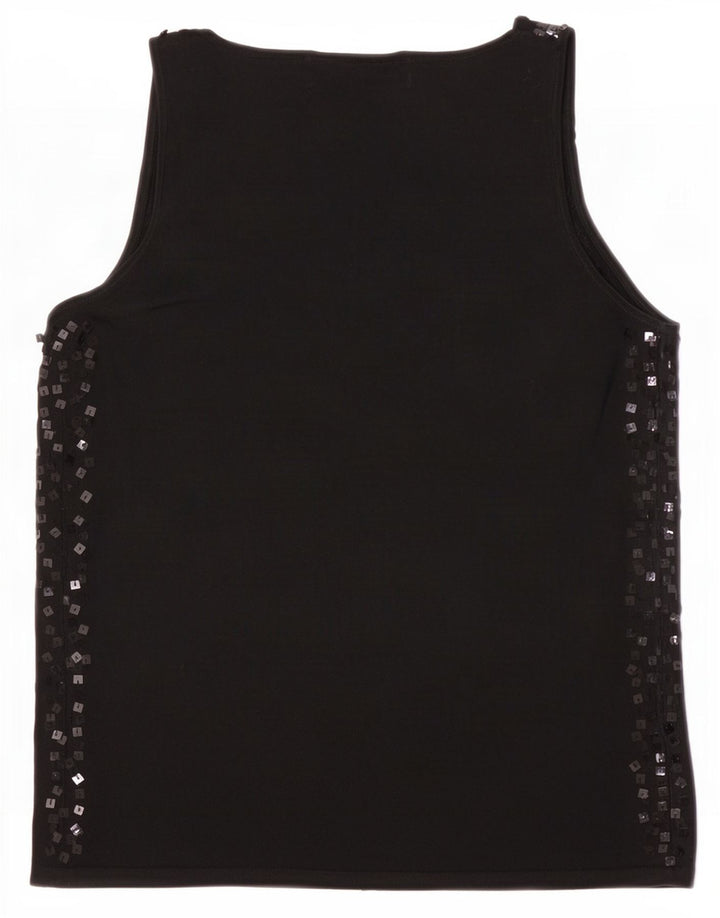 Zara Chemisier sans manches pour femme UK 42 Viscose mouchetée noir moyen