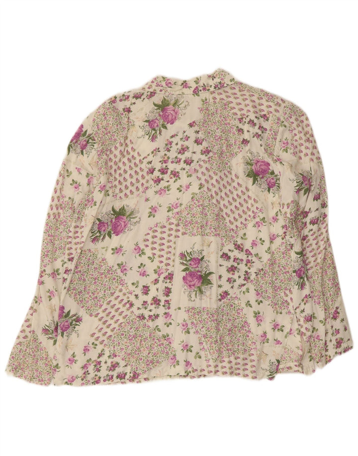 chemise femme vintage UK 16 Grand Floral multicolore