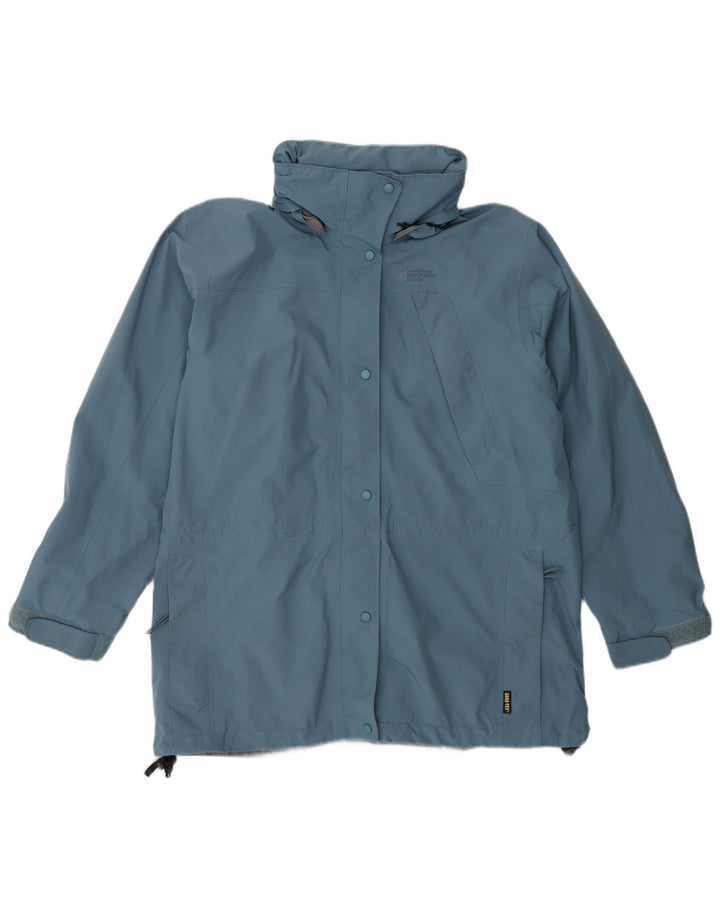 MOUNTAIN EQUIPMENT Veste de pluie à capuche pour femme UK 14 Bleu moyen Polyester