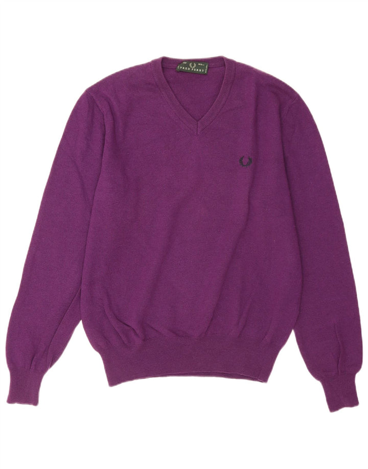 Fred Perry Pull Col V Homme Violet Moyen Laine