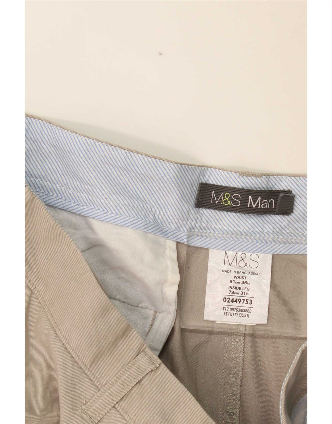 Marks & Spencer Pantalon Chino Droit Homme W36 L31 Gris Polyester
