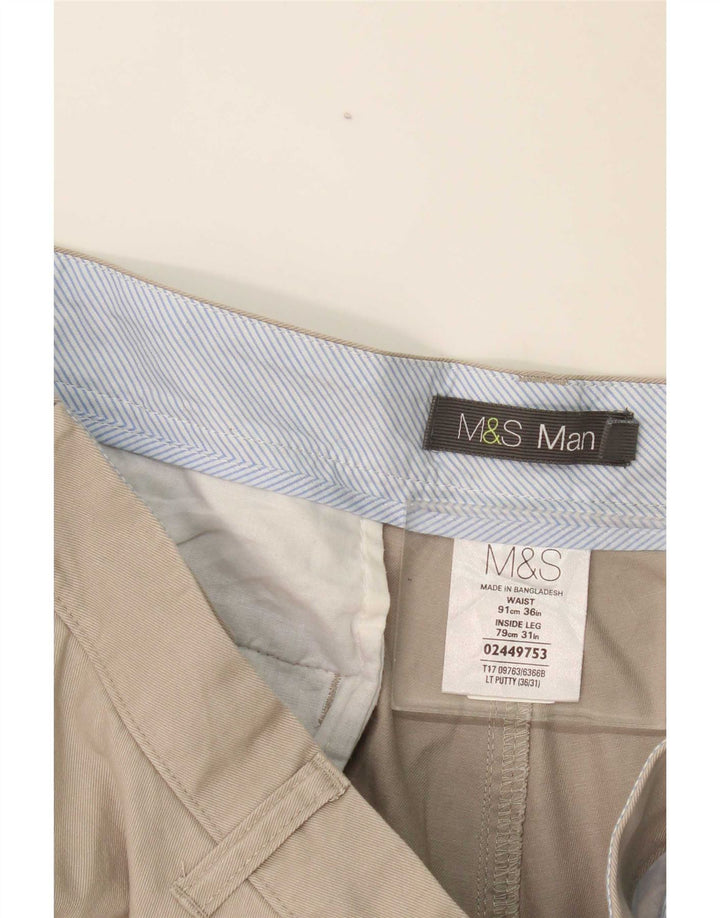 Marks & Spencer Pantalon Chino Droit Homme W36 L31 Gris Polyester