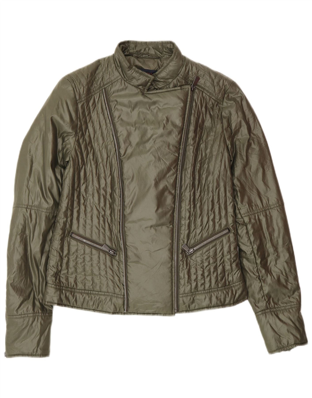 Trussardi Veste Motard Femme IT 42 Vert Moyen Polyester