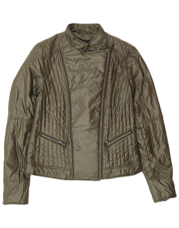 Trussardi Veste Motard Femme IT 42 Vert Moyen Polyester
