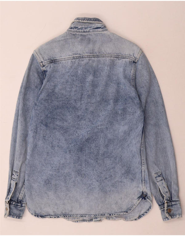 Zara Homme Chemise En Jean Regular Fit Petit Bleu Coton