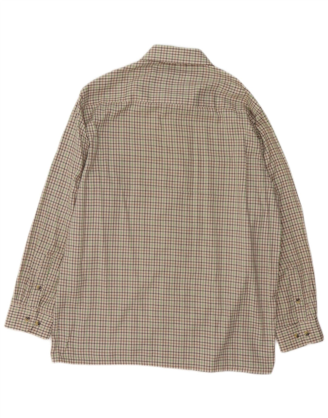vintage Chemise Homme Taille 16 1/2 Grand Beige Check Polyester