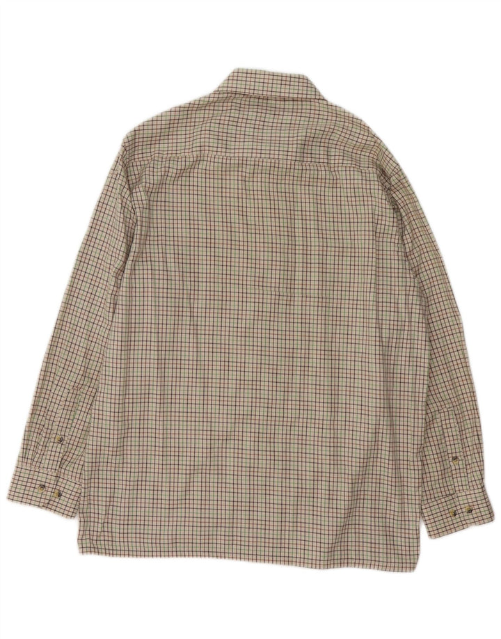 vintage Chemise Homme Taille 16 1/2 Grand Beige Check Polyester