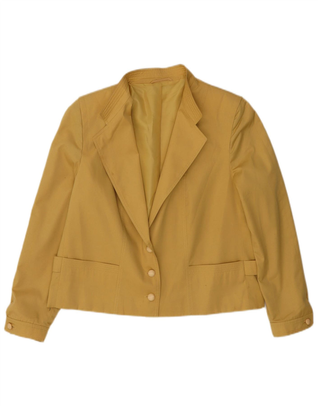 Hucke Veste blazer courte à 3 boutons pour femme EU 42 Large Jaune Coton