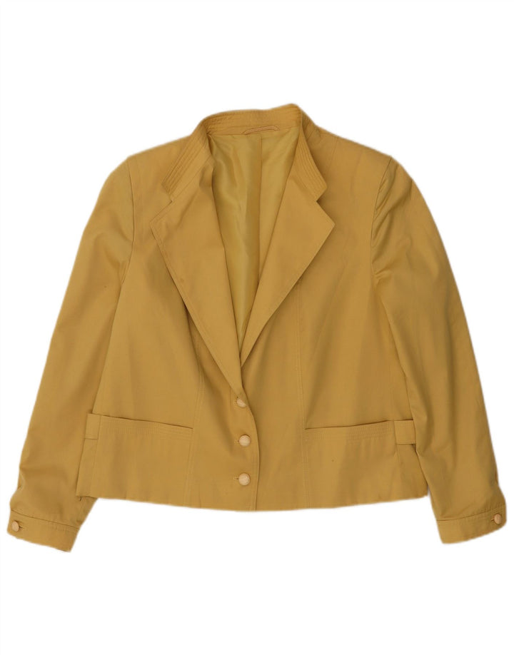 Hucke Veste blazer courte à 3 boutons pour femme EU 42 Large Jaune Coton