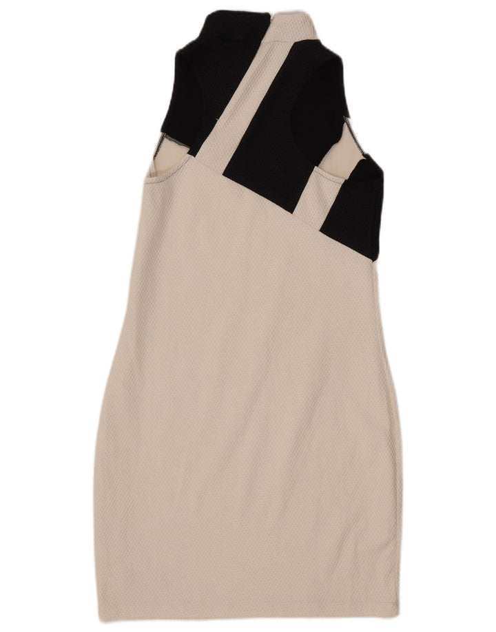 ADIDAS Robe moulante graphique pour femme UK 16 Large White Colourblock