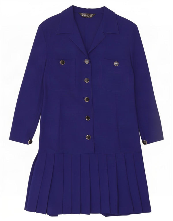 Amuleti Robe trapèze à manches longues pour femme UK 14 Large Bleu marine