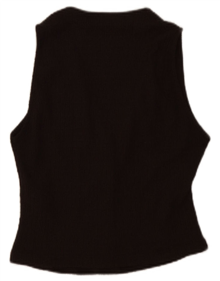 ZARA Femme Gilet UK 8 Petit Marron Polyester