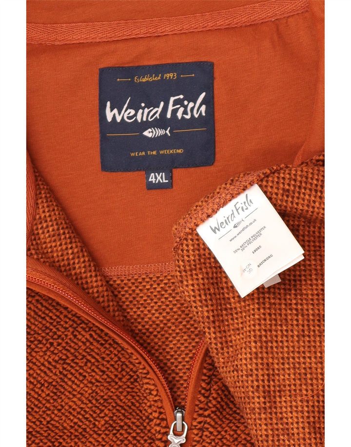 Weird Fish Pull polaire à col zippé pour homme 4XL Marron Polyester