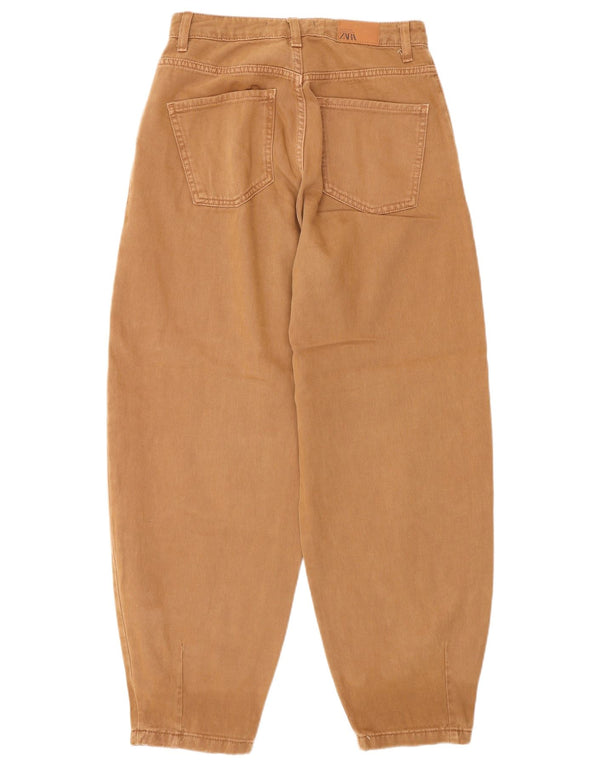 Zara Jean taille haute ballon femme EU 36 XS W26 L28 coton marron