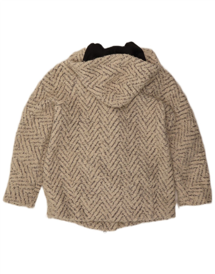Max & Co. Manteau surdimensionné à capuche pour femme UK 6 XS Chevron blanc cassé