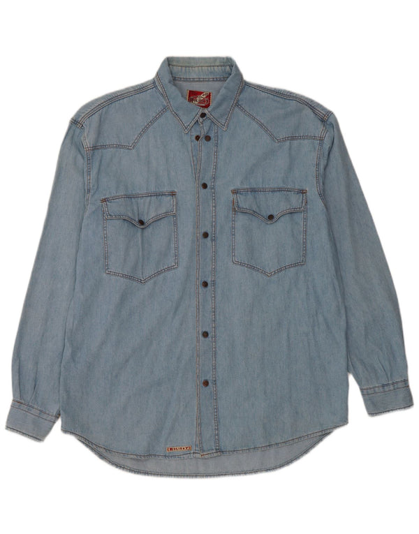 HOLIDAY Chemise en Jean Homme Bleu Moyen Coton
