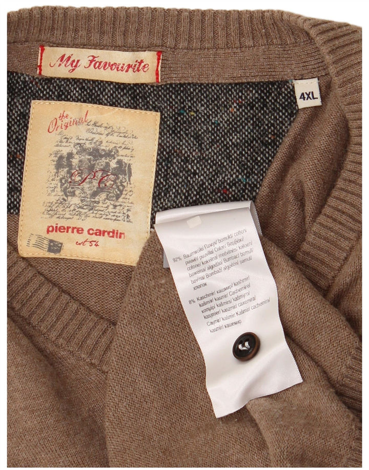 Pierre Cardin Pull col V pour homme 4XL en coton beige