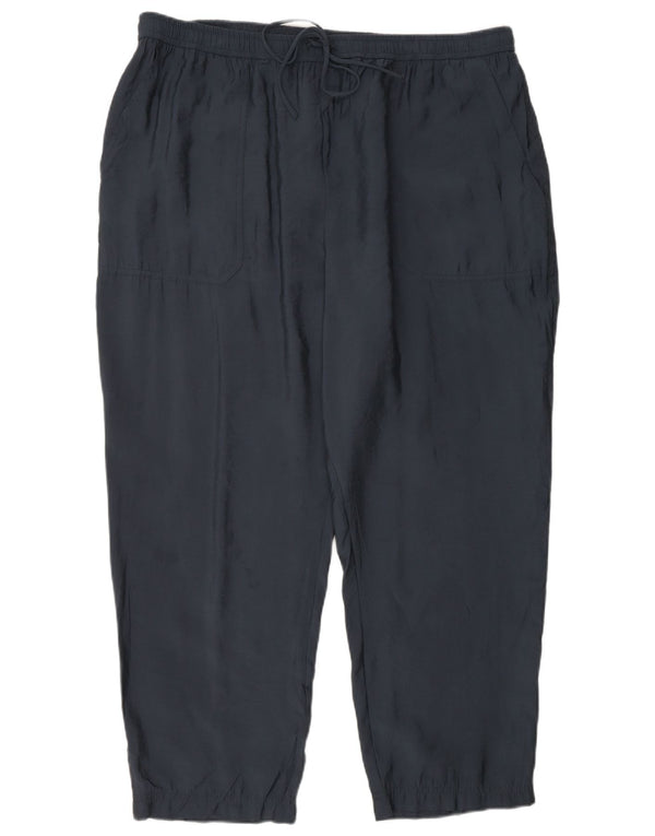 Pantalon court droit femme Zara 2XL W34 L26 bleu marine modal