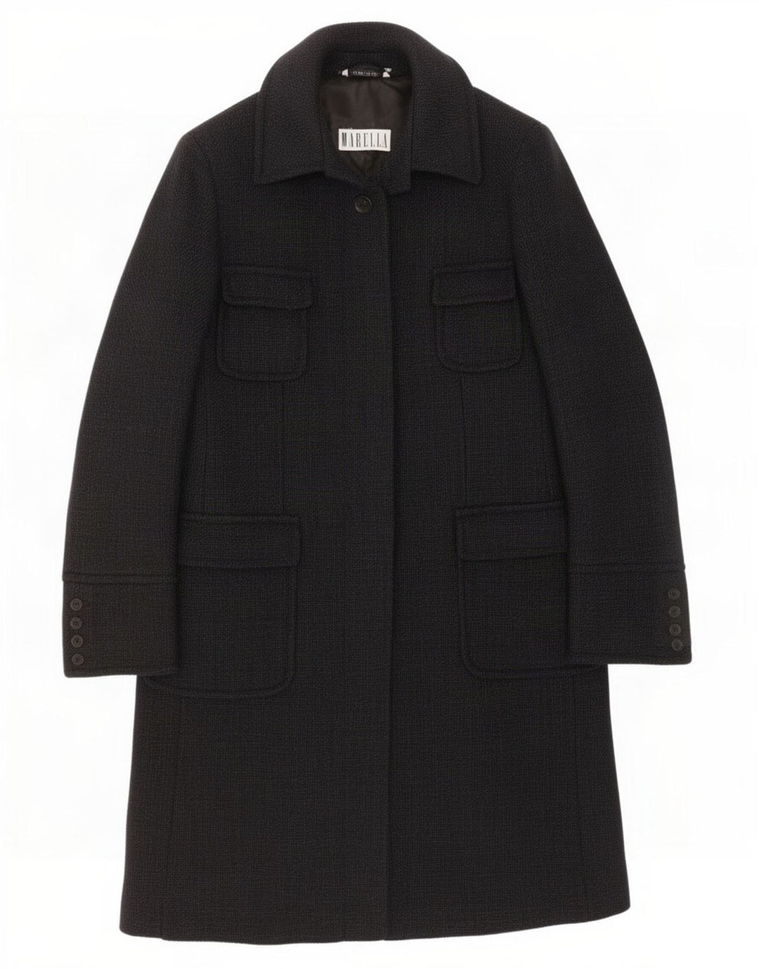Marella Manteau Femme UK 16 Grande Laine Bleu Marine