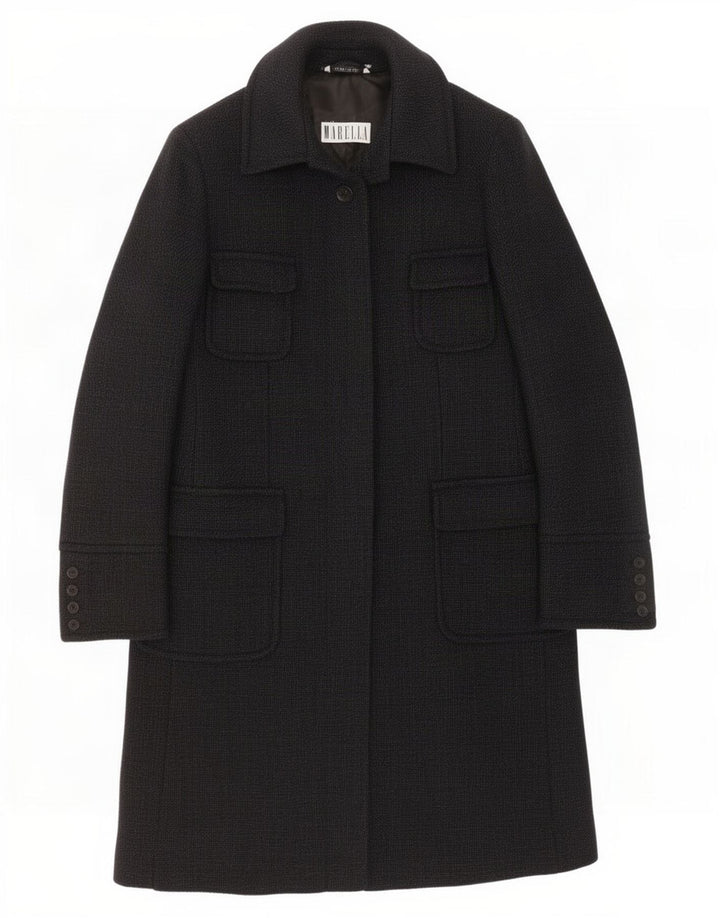 Marella Manteau Femme UK 16 Grande Laine Bleu Marine