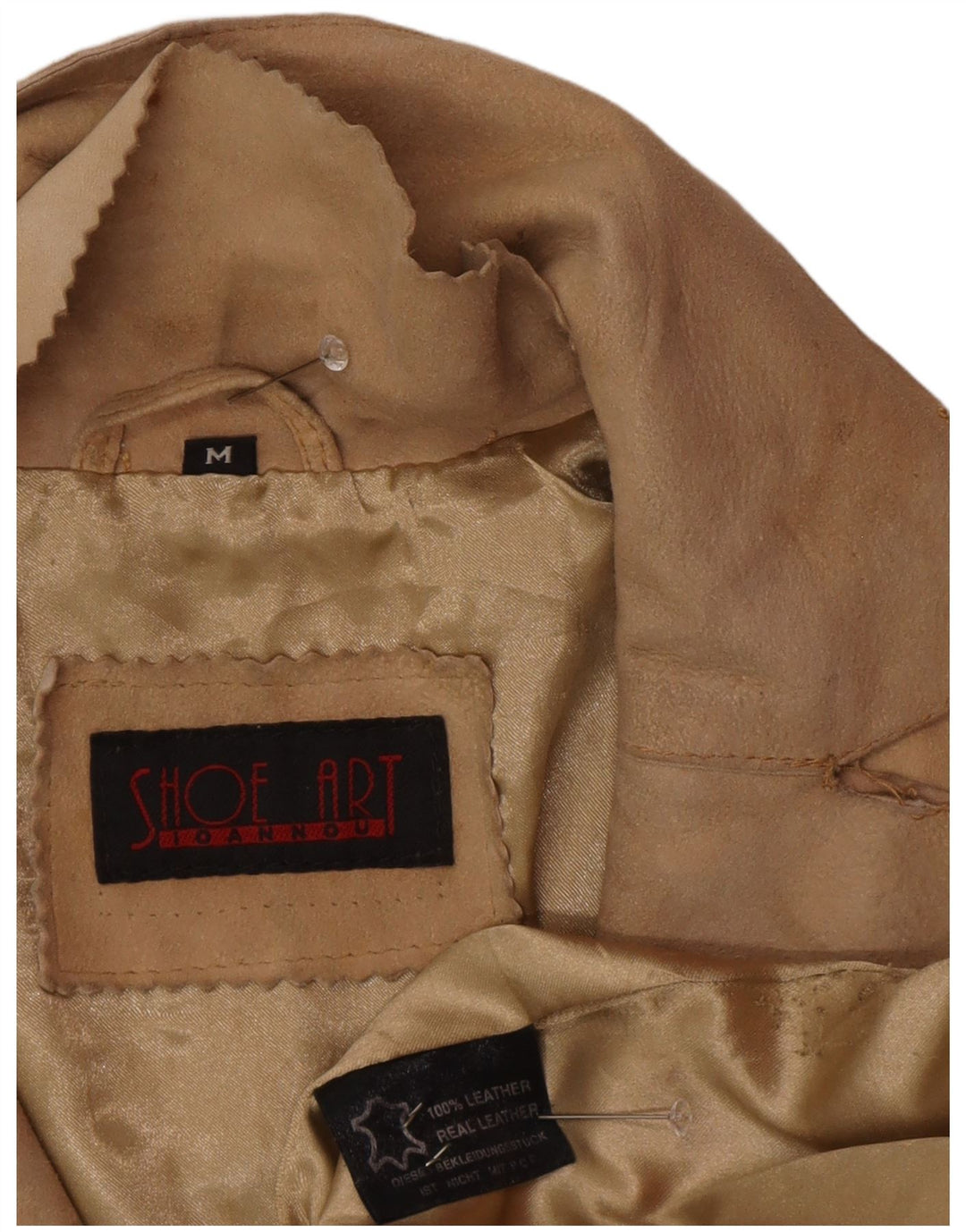 manteau en cuir suédé femme vintage UK 12 cuir beige moyen