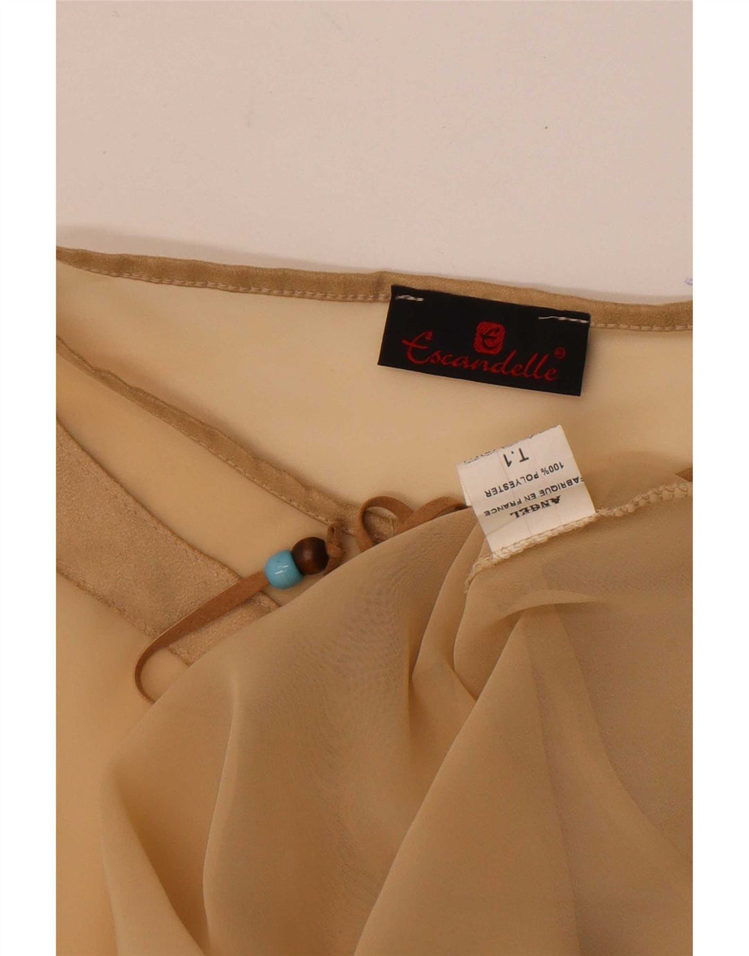 Escandelle Haut transparent chauve-souris pour femme UK 12 Polyester beige moyen