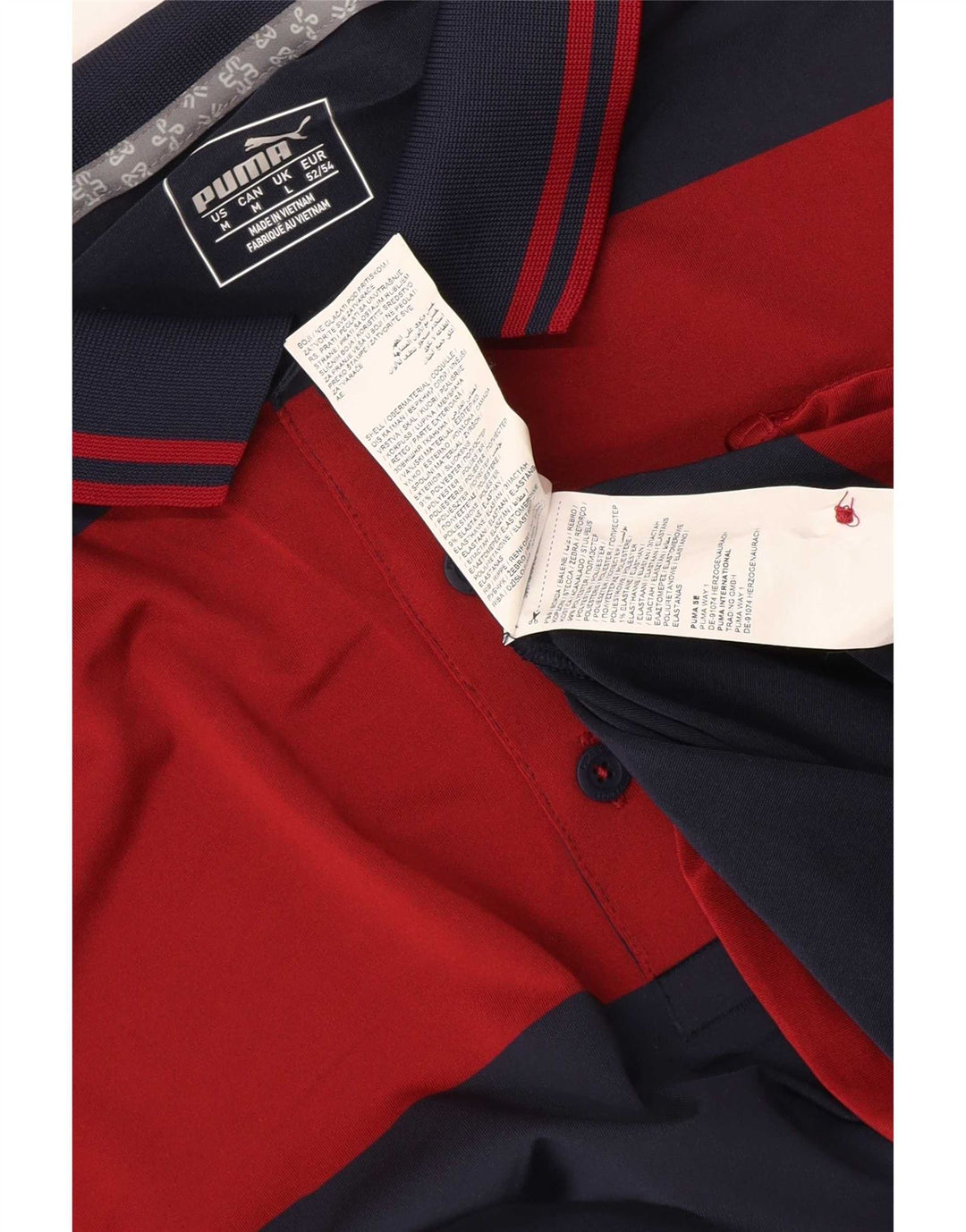 Puma Polo Homme Large Bleu Marine Rayé Polyester