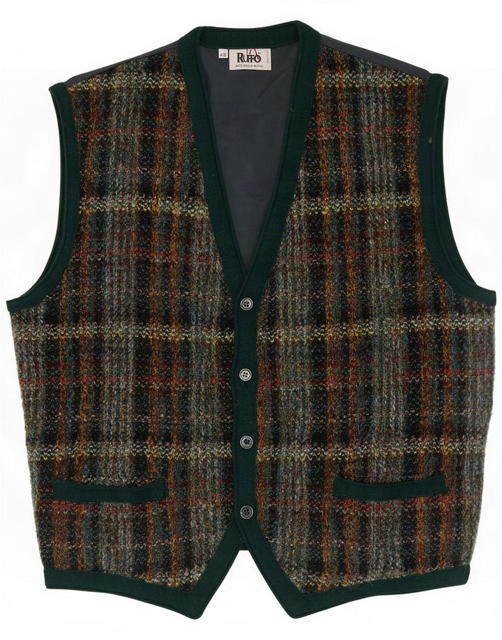 Ruffo Gilet en tricot pour homme IT 48 Carreaux vert moyen