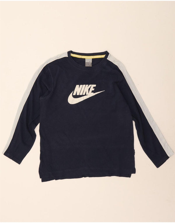 Nike Mens Graphic Top Long Sleeve UK 36/38 Small Navy Blue Colourblock