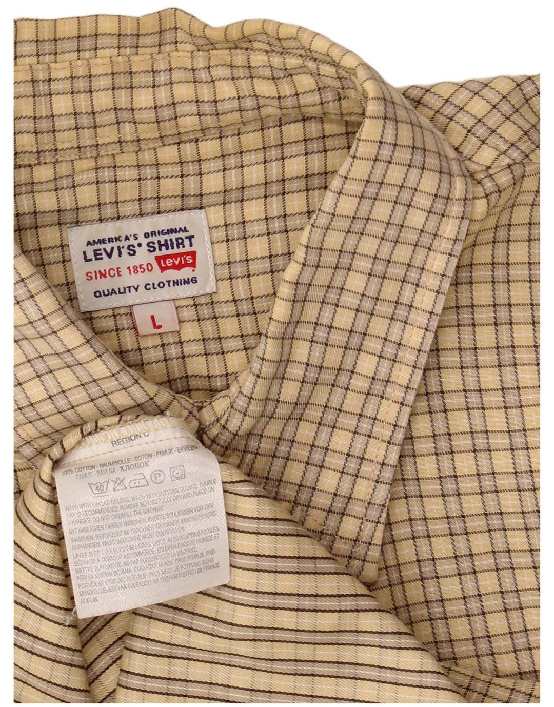 Levi's Chemise à Manches Courtes Homme Beige Carreaux Coton