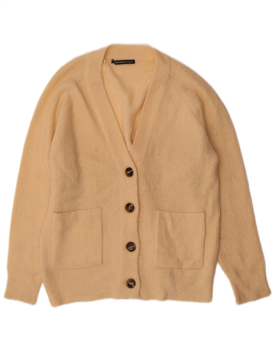Threadbare Cardigan surdimensionné pour femme UK 6 XS Beige Acrylique