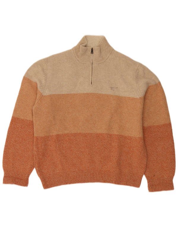 Henry Cottons Pull col zippé pour homme XL en laine vierge color block beige