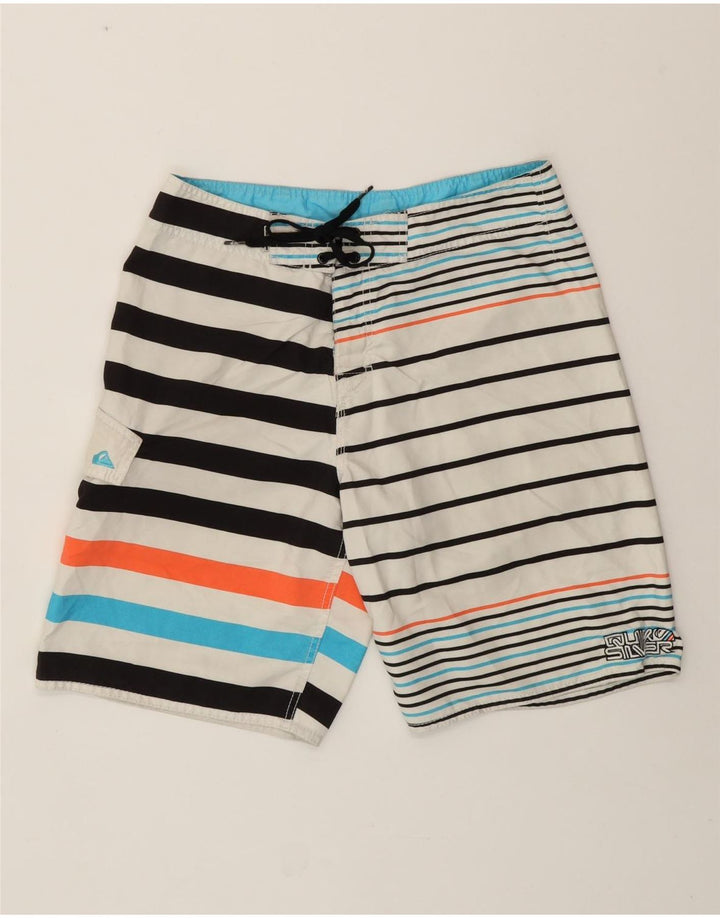 QUIKSILVER Short de Bain Homme Rayé Blanc Moyen