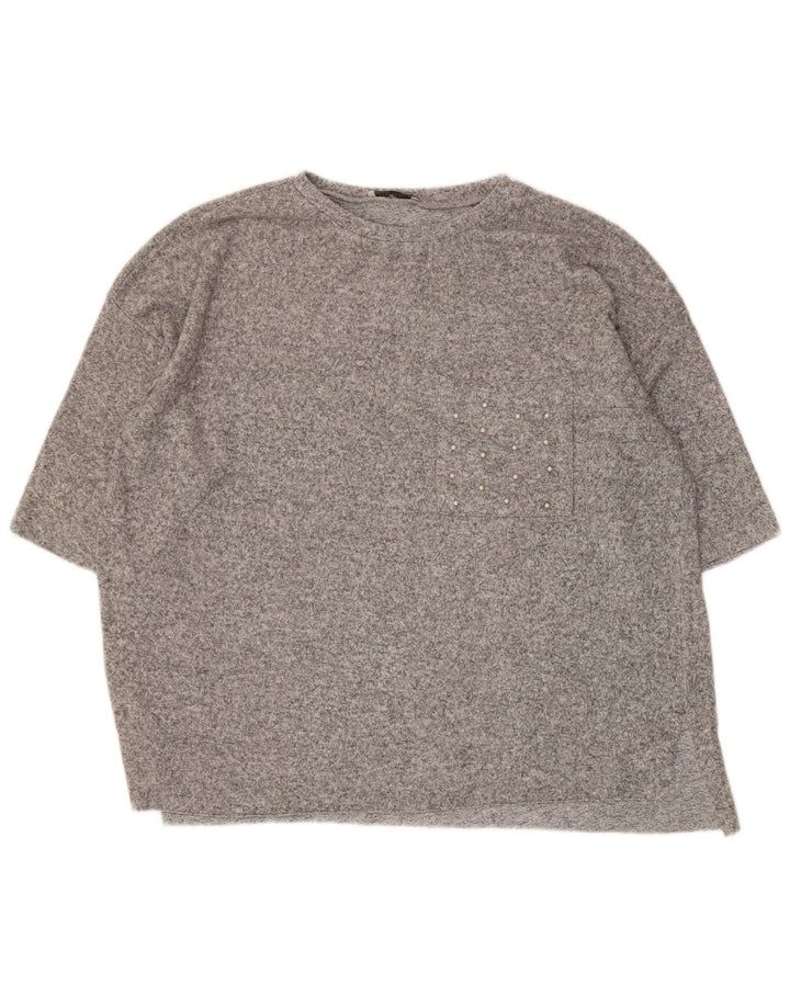 Zara T-shirt surdimensionné pour femme UK 10 Petit gris moucheté