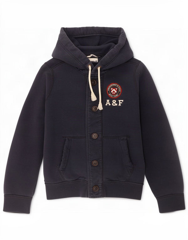Abercrombie & Fitch Mens Hooded Tracksuit Top Jacket Large Navy Blue Cotton